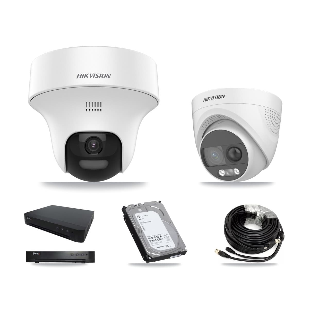 Hikvision & Prolux 16-Channel 5MP CCTV Kit — 3 DS-2CE70K0T + 1 DS-2CE72KF3T Turret Cameras + 6TB Recording
