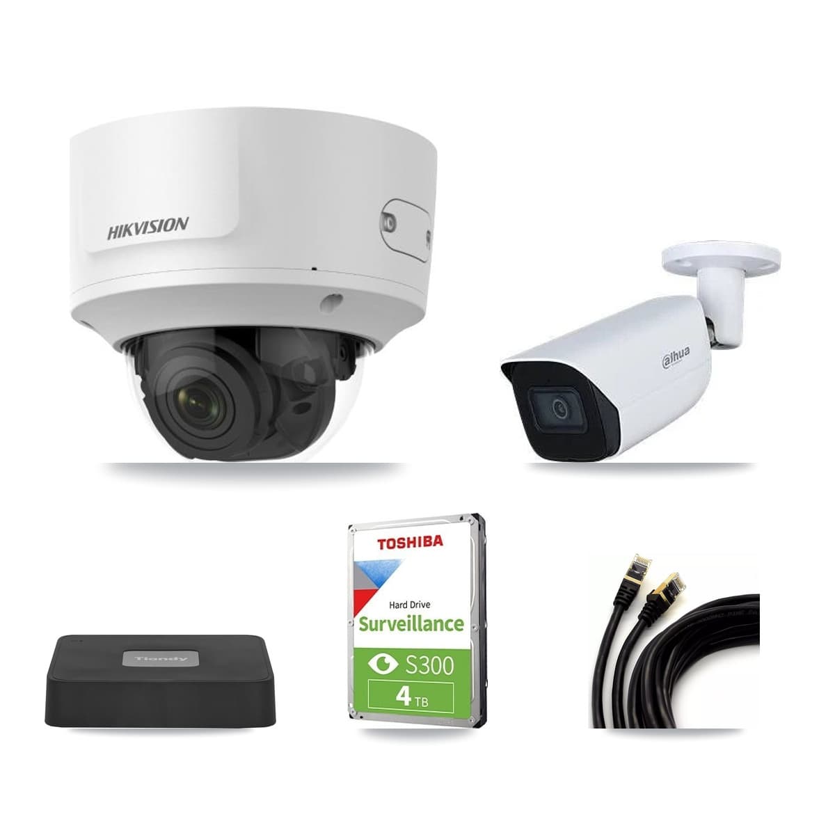4-Channel 2MP – 5MP CCTV Kit — 2 2MP Dome + 2 5MP Bullet Cameras + 4TB Recording (TC-R3104-4CH Recorder) - Image 1