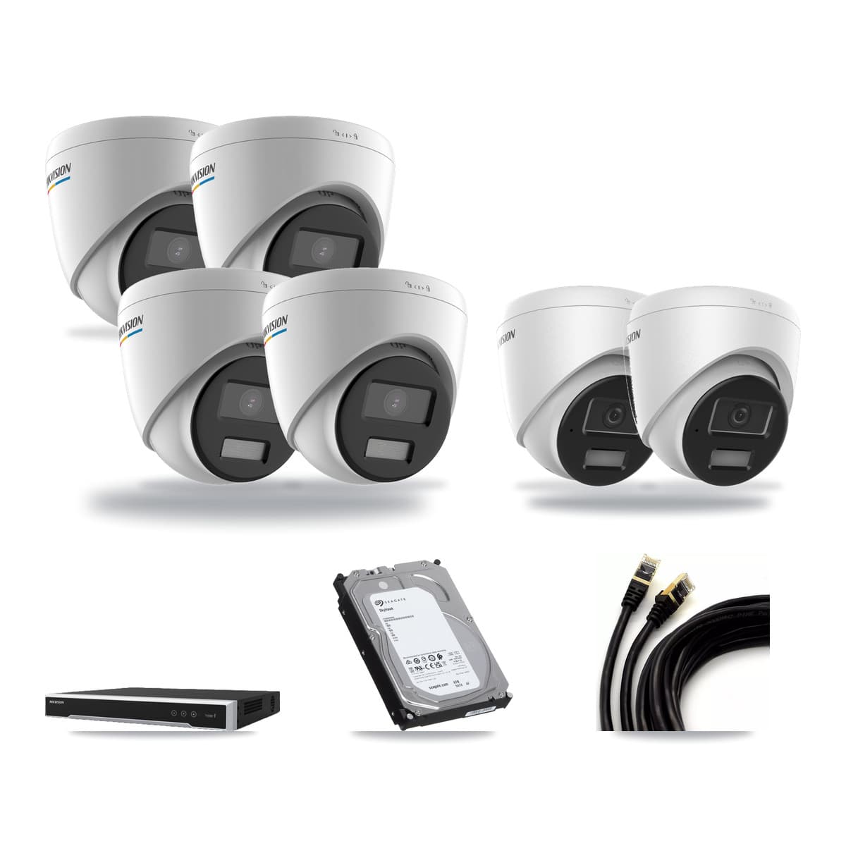 Hikvision 8-Channel 2MP – 4MP CCTV Kit — 4 2MP + 2 4MP Turret Cameras + 6TB Recording (DS-7608NI-M2 Recorder) - Image 1