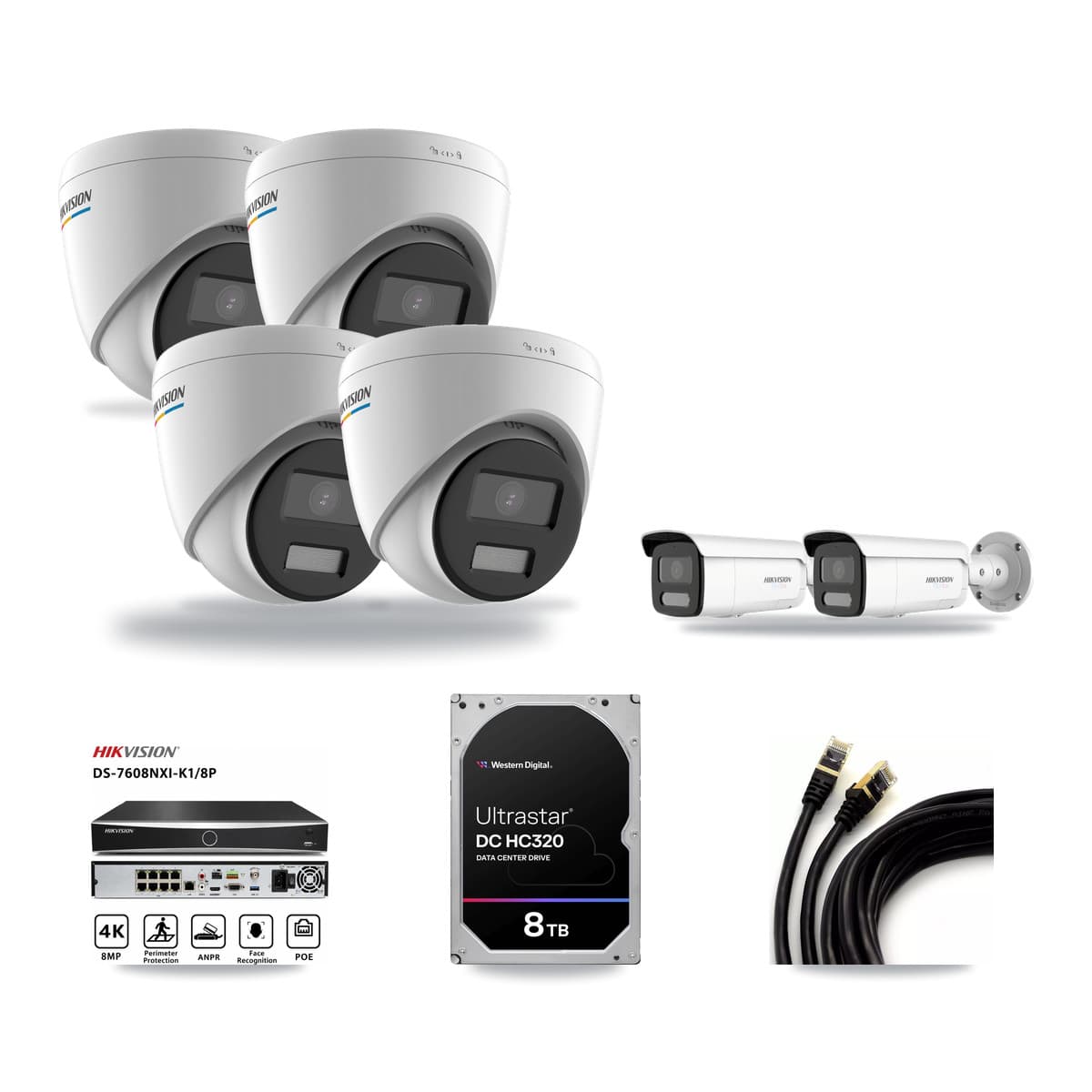 Hikvision 8-Channel 2MP – 4K CCTV Kit — 4 2MP Turret + 2 4K Bullet Cameras + 8TB Recording - Image 1