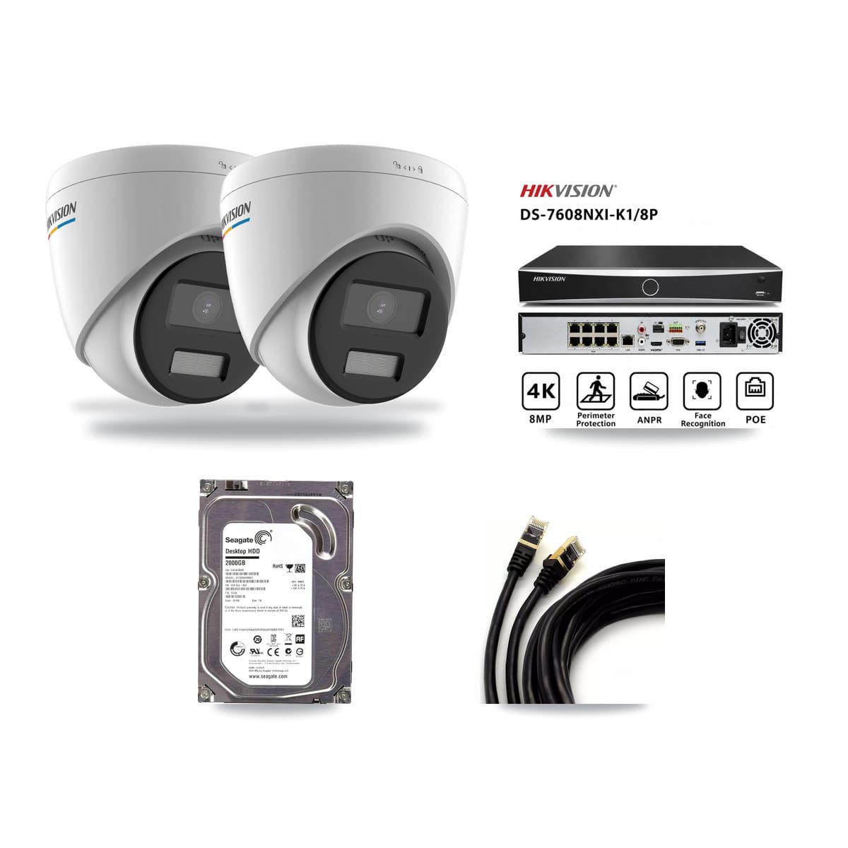 Hikvision 8-Channel 2MP CCTV Kit — 2 Turret Cameras + 2TB Recording - Image 1