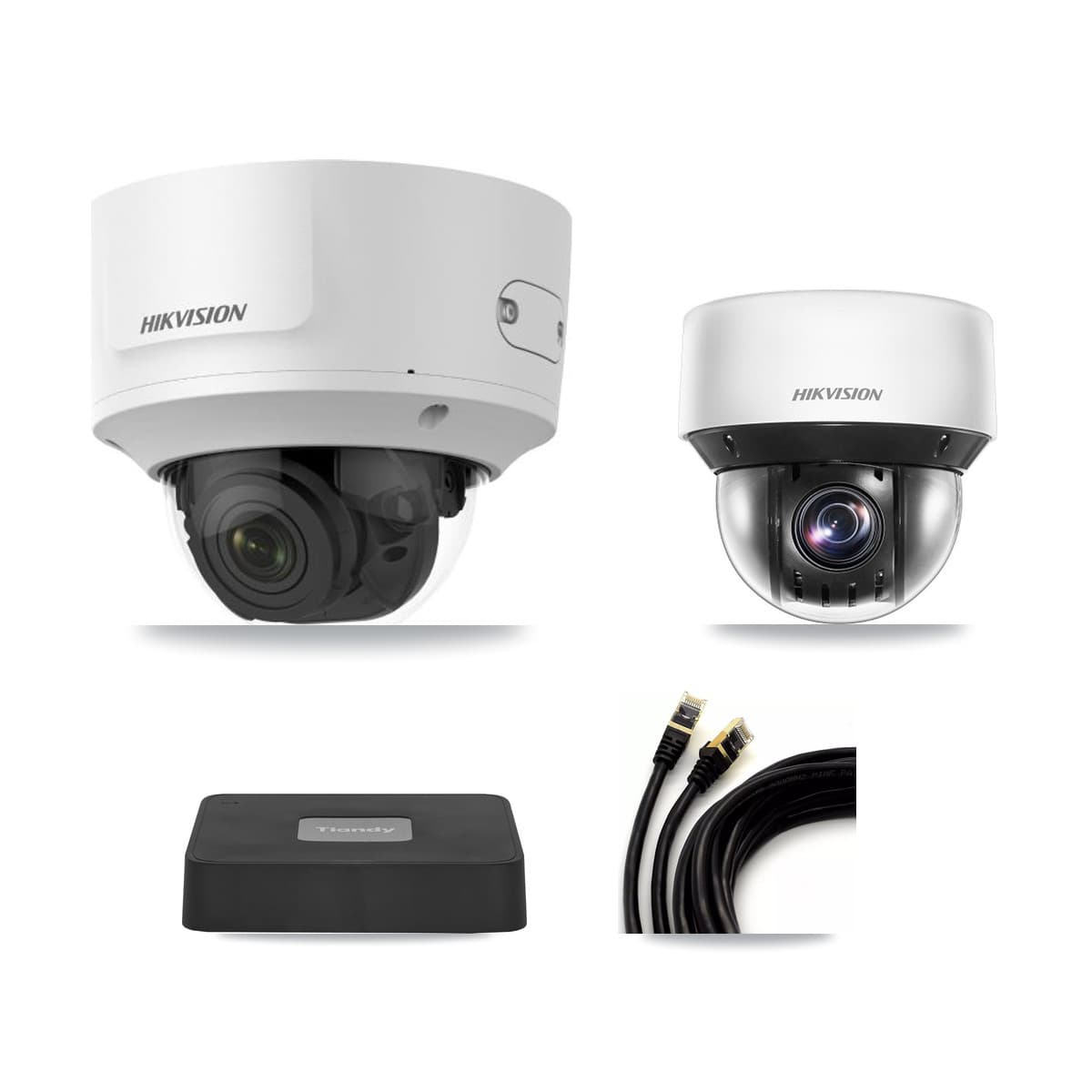 Hikvision & Tiandy 4-Channel 2MP – 4MP CCTV Kit — 2 DS-2CD2723G0 2MP Dome + 1 DS-2DE4A425IW 4MP PTZ Cameras + 3TB Recording - Image 1