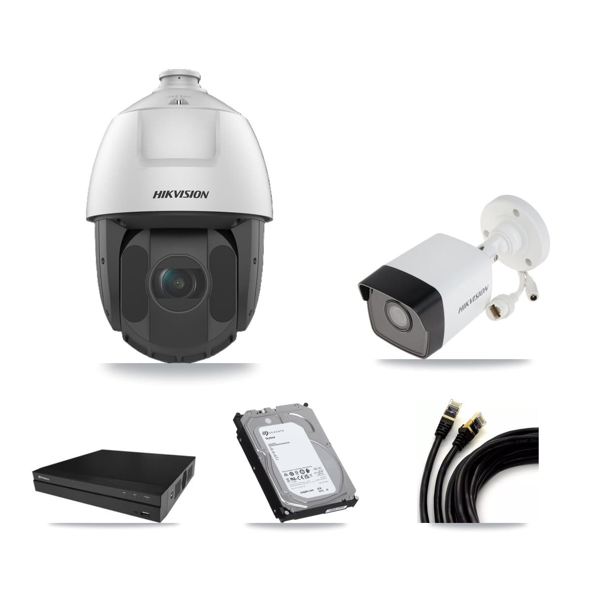 Hikvision & Prolux 16-Channel 2MP – 5MP CCTV Kit — 1 5MP Bullet + 7 2MP PTZ Cameras + 6TB Recording