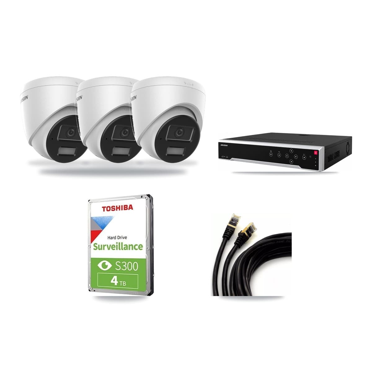 Hikvision 32-Channel 4MP CCTV Kit — 3 DS-2CD1343G2 Turret Cameras + 4TB Recording - Image 1