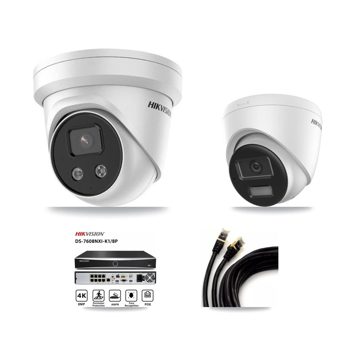 Hikvision 8-Channel 5MP – 4K CCTV Kit — 1 4K + 4 5MP Turret Cameras + 8TB Recording