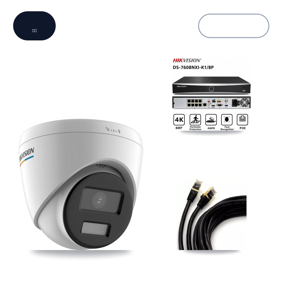 Hikvision DS-7608NXI-K1/8P 8-Channel NVR CCTV Kit — 4× DS-2CD1327G2-LUF 2MP Cameras + 6TB HDD - Image 1