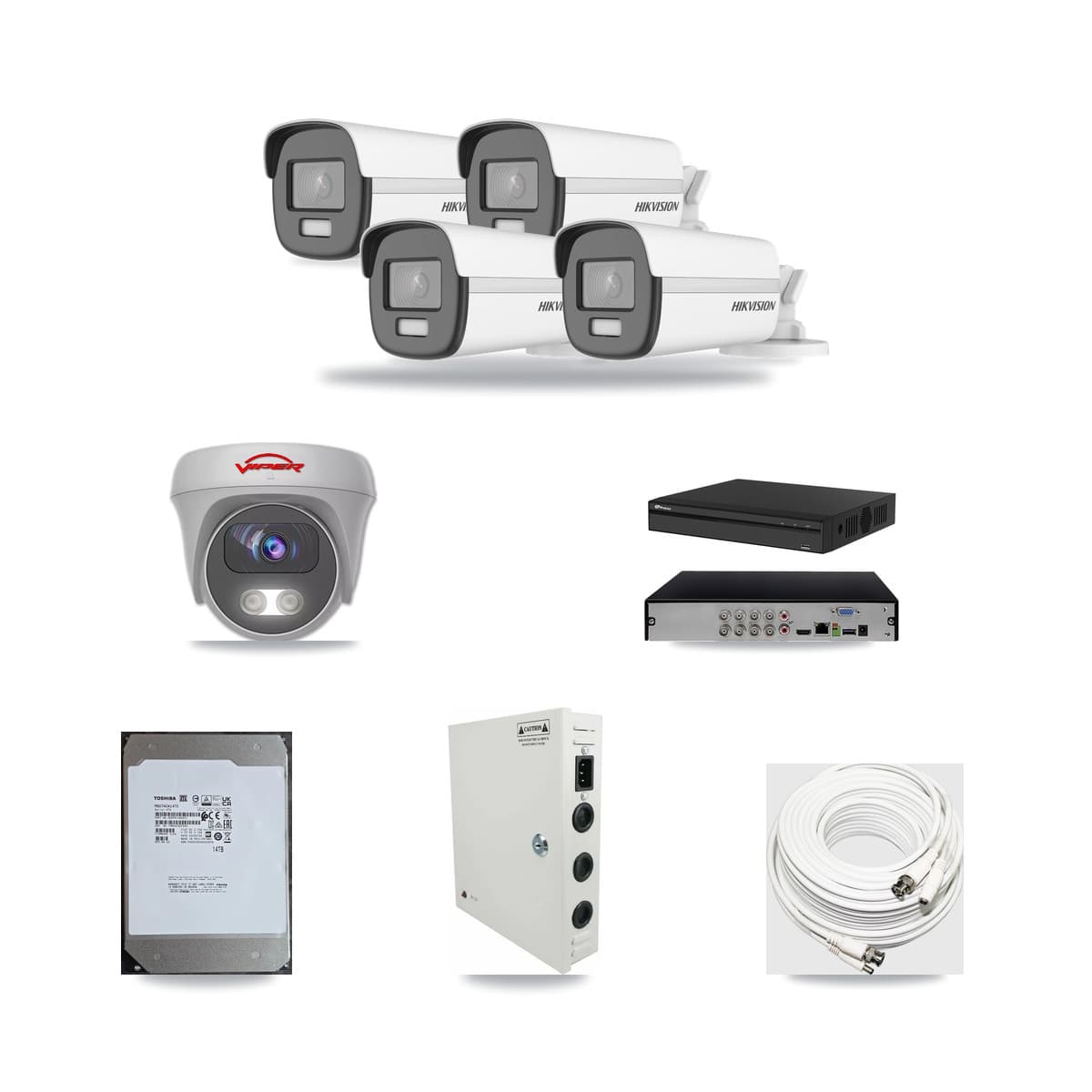 8-Channel 5MP – 4K CCTV Kit — 4 4K Bullet + 1 5MP Cameras + 14TB Recording - Image 1
