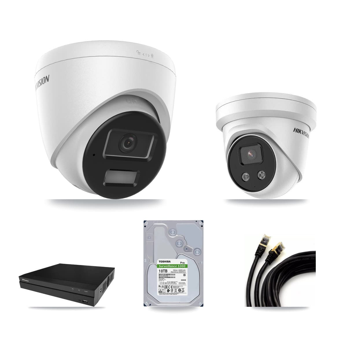 Hikvision & Prolux 8-Channel 4MP – 5MP CCTV Kit — 7 4MP + 1 5MP Turret Cameras + 10TB Recording