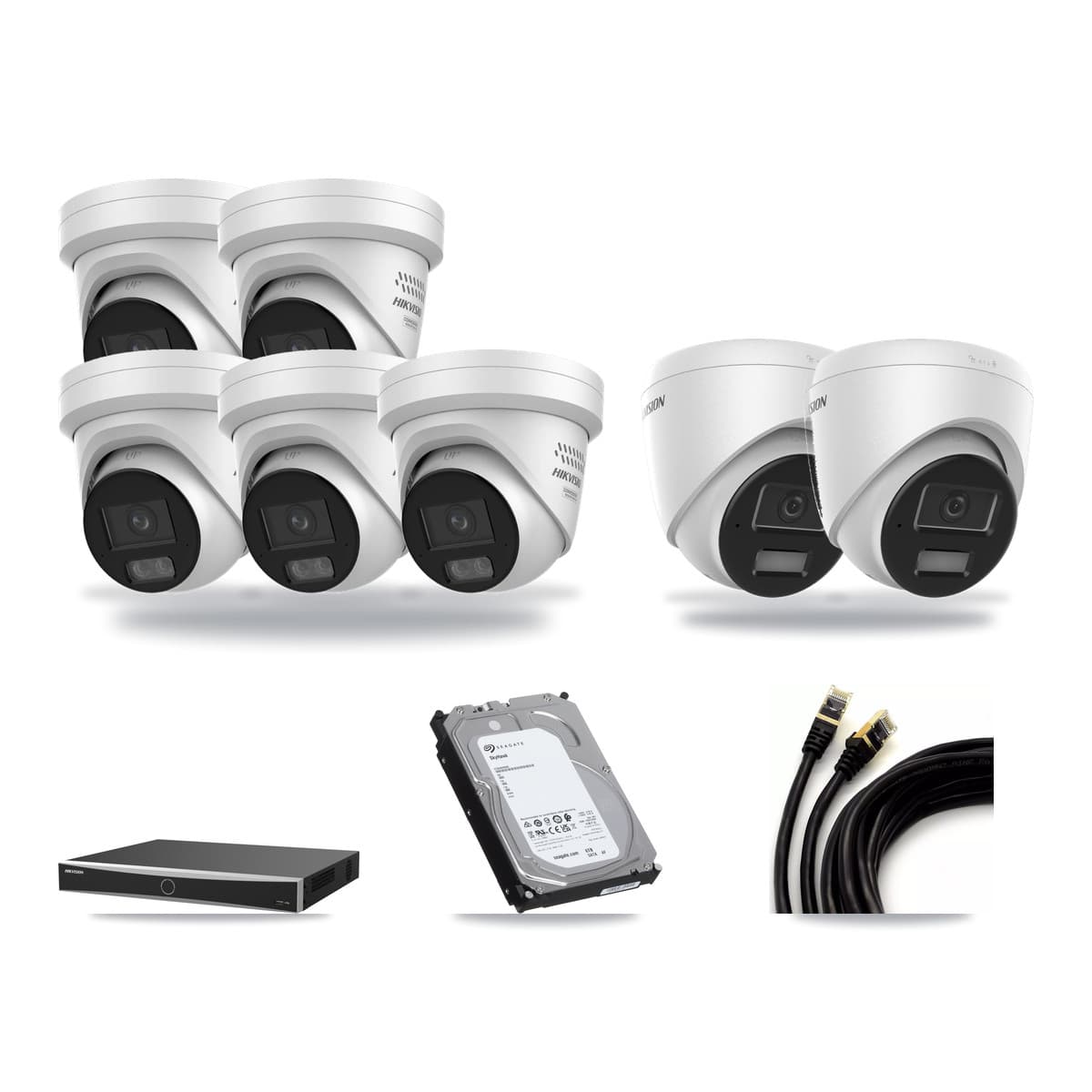 Hikvision 16-Channel 4MP CCTV Kit — 2 DS-2CD1343G2 + 5 DS-2CD2347G3 Turret Cameras + 6TB Recording - Image 1