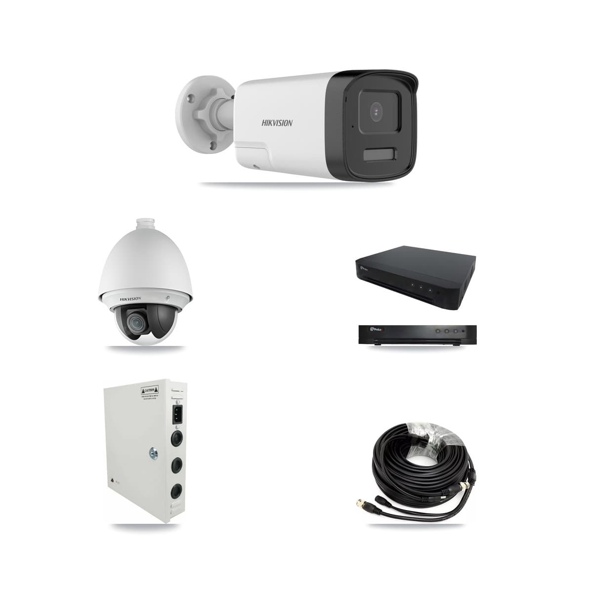 Hikvision & Prolux 16-Channel 2MP – 5MP CCTV Kit — 2 DS-2AE4225T 2MP PTZ + 5 DS-2CE17K0T 5MP Bullet Cameras + 8TB Recording