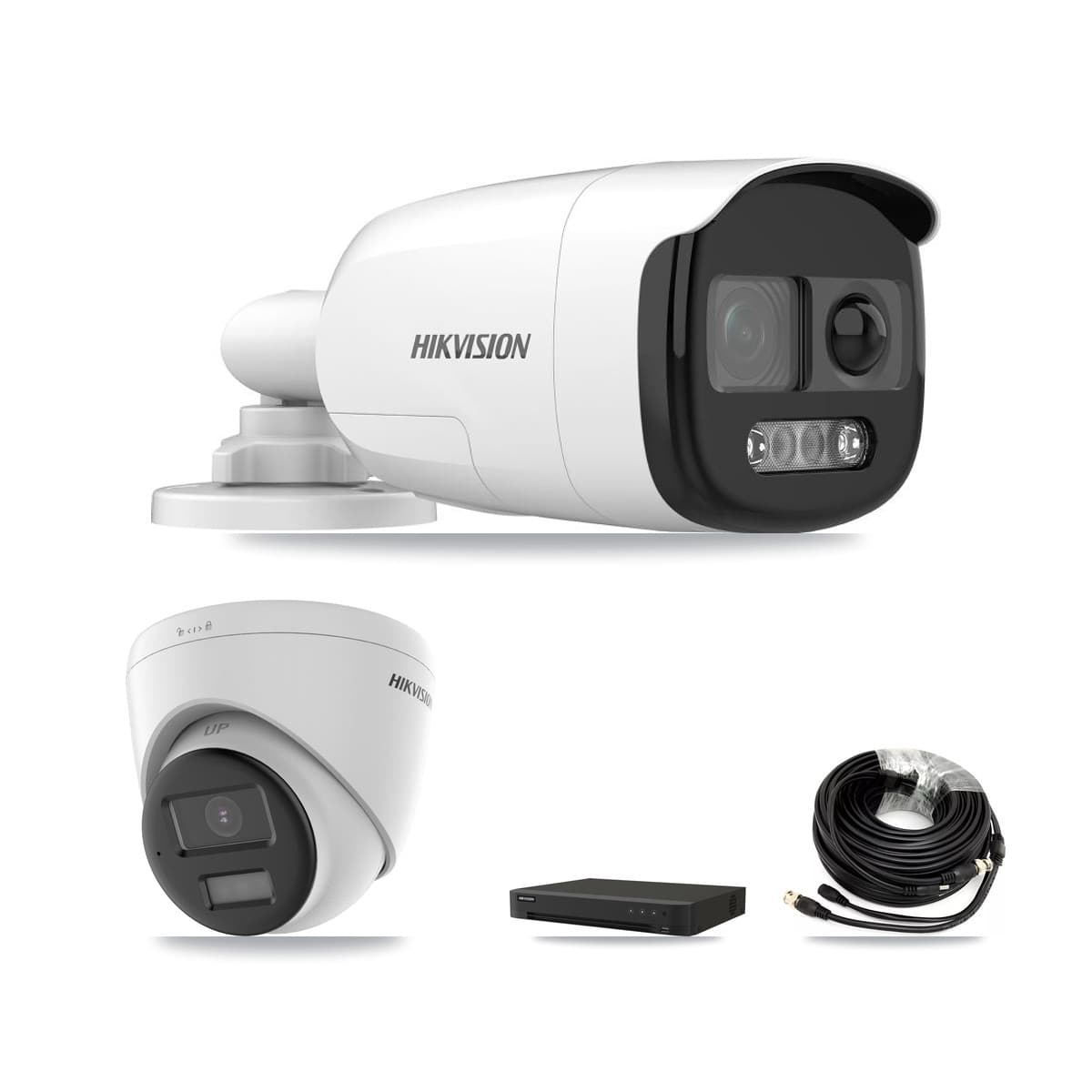 Hikvision 16-Channel 5MP CCTV Kit — 1 DS-2CE12KF3T Bullet + 1 DS-2CE78K0T Turret Cameras + 3TB Recording (IDS-7216HQHI Recorder)