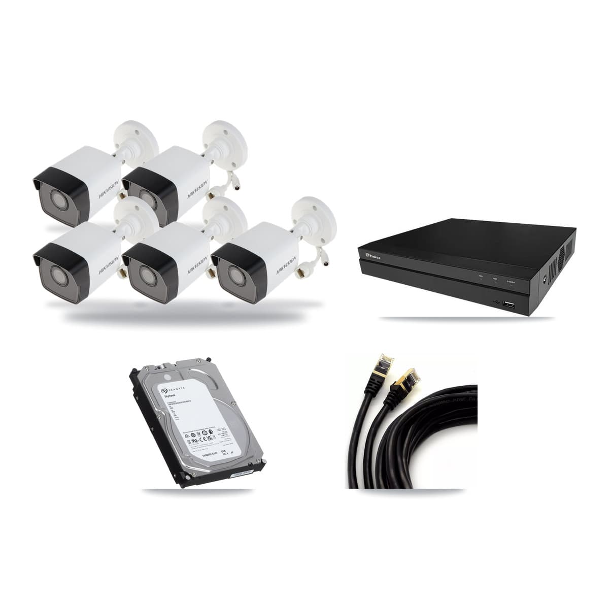 Hikvision & Prolux 8-Channel 5MP CCTV Kit — 5 DS-2CD1053G0 Bullet Cameras + 6TB Recording - Image 1