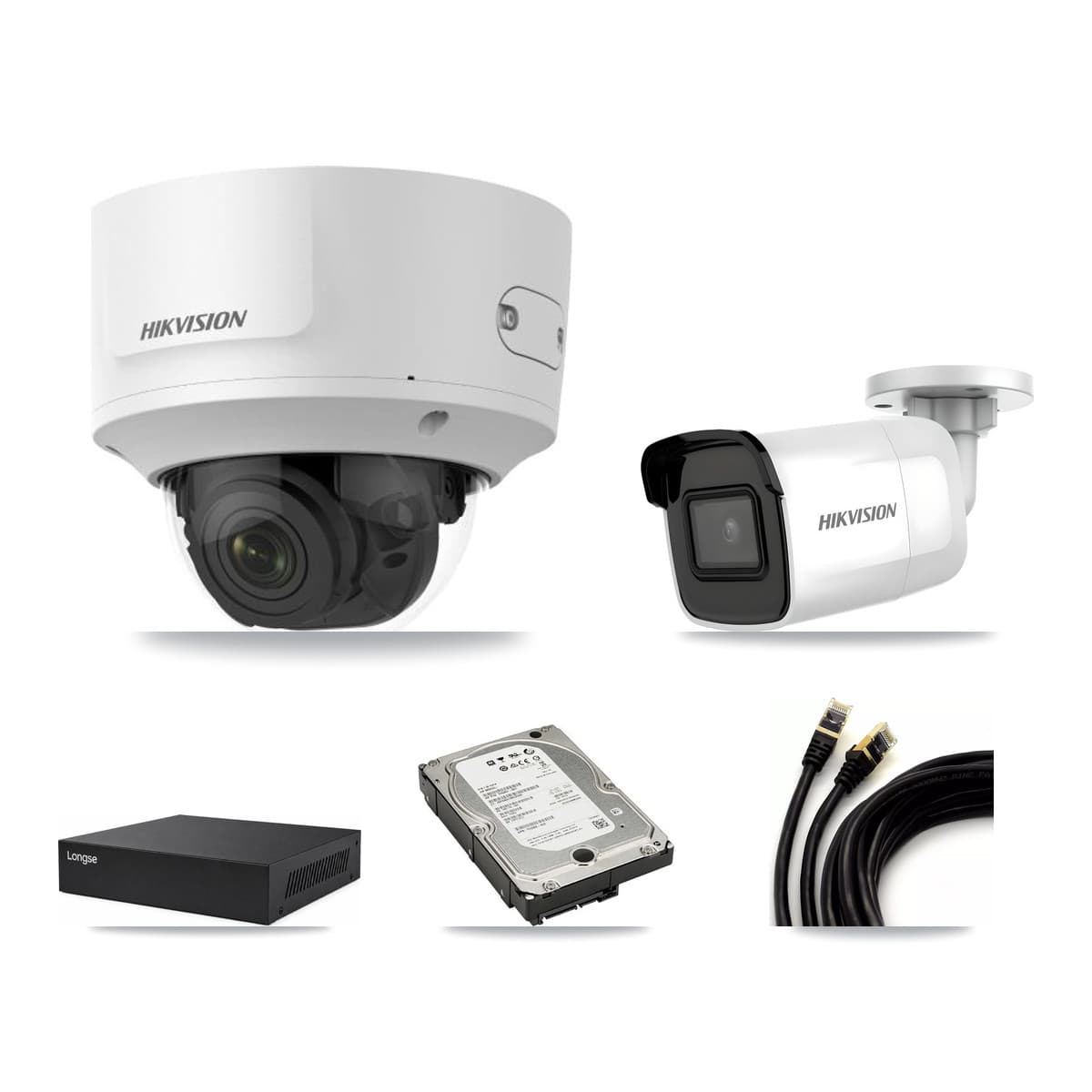 Hikvision & Longse 8-Channel 2MP – 4K CCTV Kit — 1 4K Bullet + 4 2MP Dome Cameras + 5TB Recording