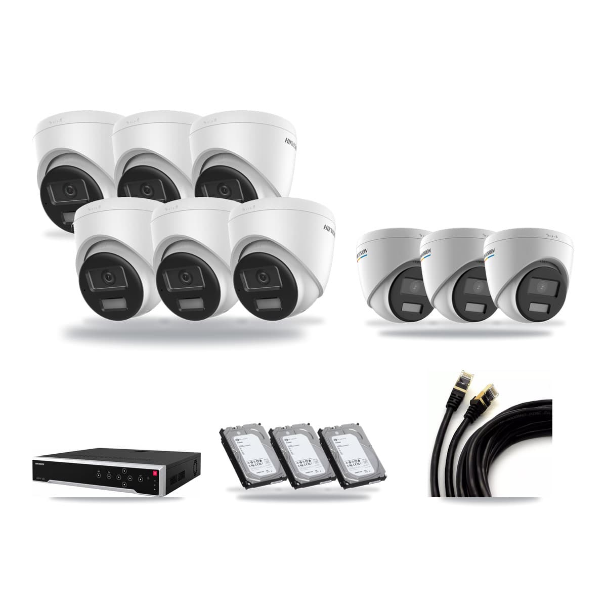 Hikvision 32-Channel 2MP – 4K CCTV Kit — 3 2MP + 6 4K Turret Cameras + 3× 6TB Recording - Image 1