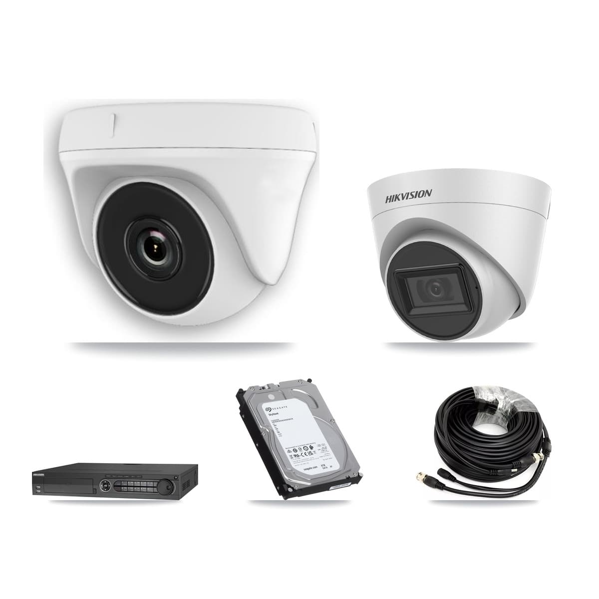 Hikvision 32-Channel 2MP – 5MP CCTV Kit — 2 White 5MP Turret + 5 White 2MP Dome Cameras + 6TB Recording (DS-7332HQHI Recorder)