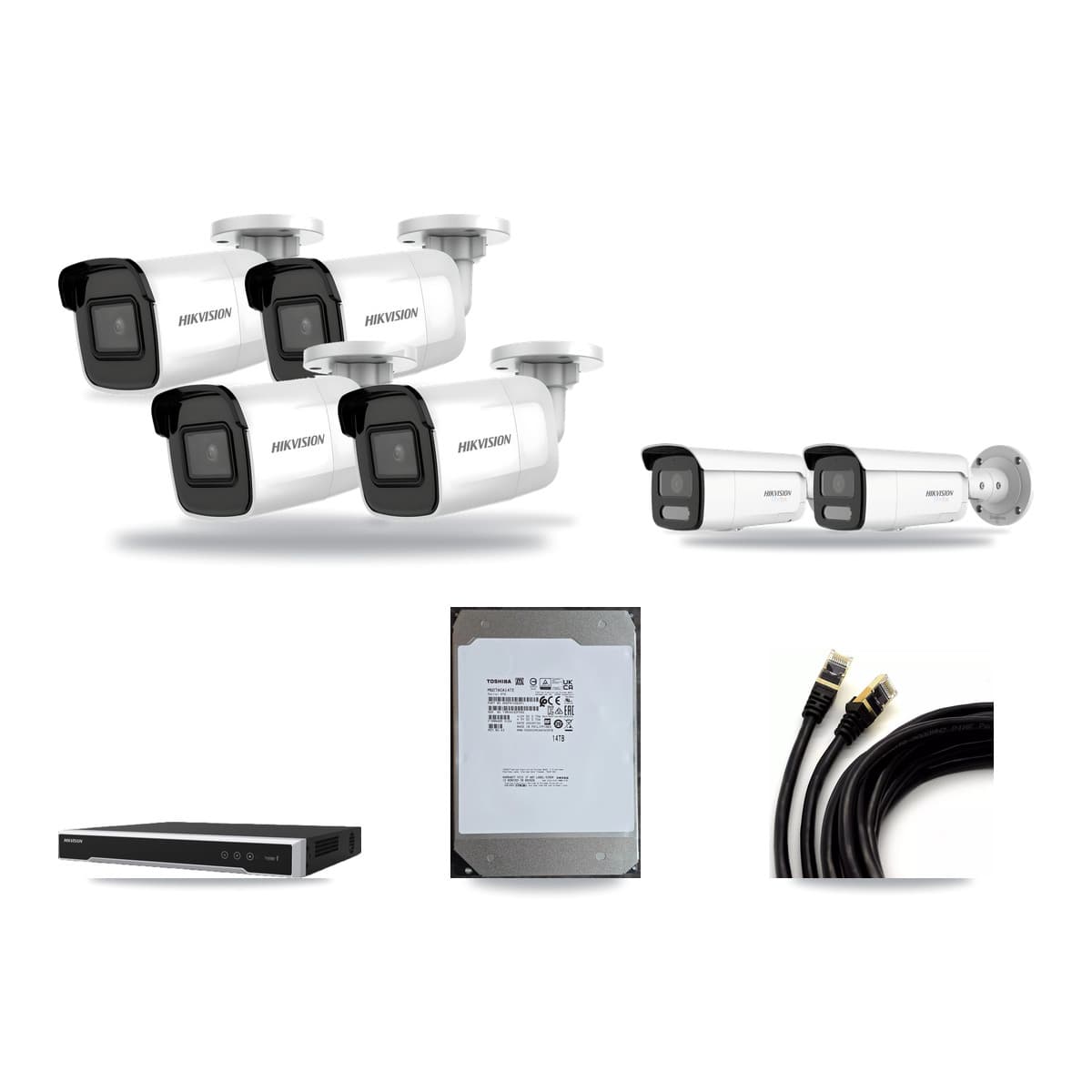 Hikvision 16-Channel 4K CCTV Kit — 4 DS-2CD2085G1 + 2 DS-2CD2T87G2H Bullet Cameras + 14TB Recording - Image 1
