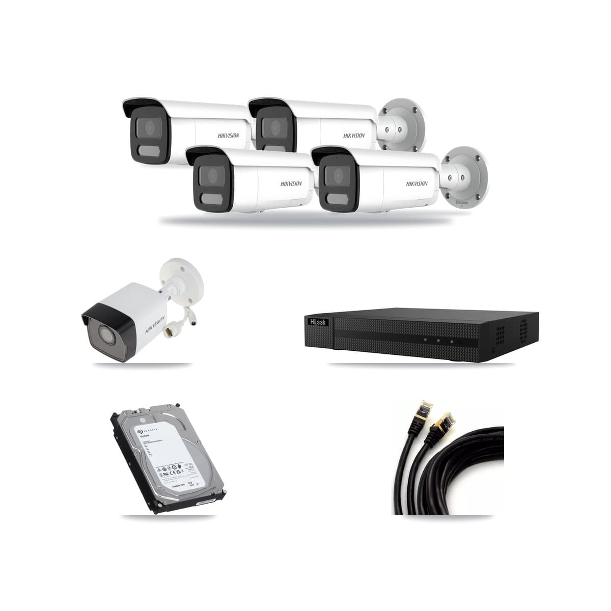 Hikvision & HiLook 8-Channel 4MP – 5MP CCTV Kit — 1 5MP + 4 4MP Bullet Cameras + 6TB Recording (NVR-108MH-D Recorder) - Image 1