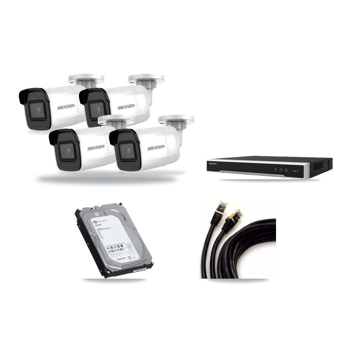 Hikvision 8-Channel 4K CCTV Kit — 4 Bullet Cameras + 6TB Recording (DS-7608NI-M2 Recorder) - Image 1