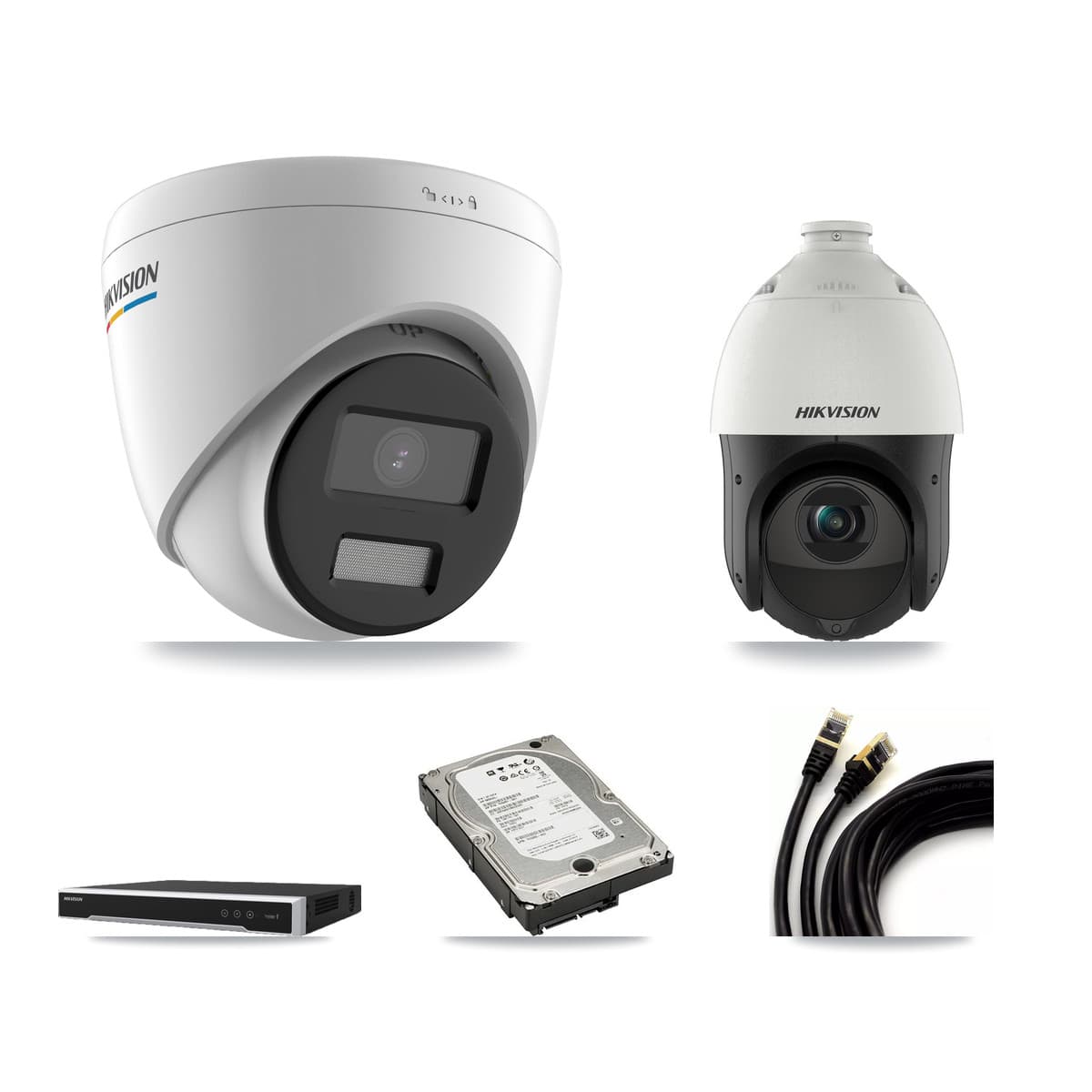 Hikvision 16-Channel 2MP – 4MP CCTV Kit — 5 2MP Turret + 1 4MP PTZ Cameras + 5TB Recording (DS-7616NI-M2 Recorder)
