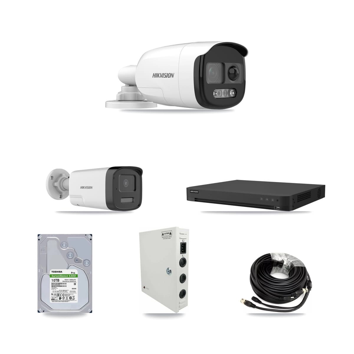 Hikvision 32-Channel 5MP CCTV Kit — 11 DS-2CE12KF3T + 5 DS-2CE17K0T Bullet Cameras + 2× 10TB Recording
