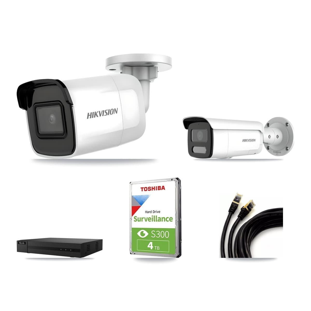 Hikvision & HiLook 8-Channel 4MP – 4K CCTV Kit — 1 DS-2CD2085G1 4K + 1 DS-2CD2T47G2H 4MP Bullet Cameras + 4TB Recording - Image 1