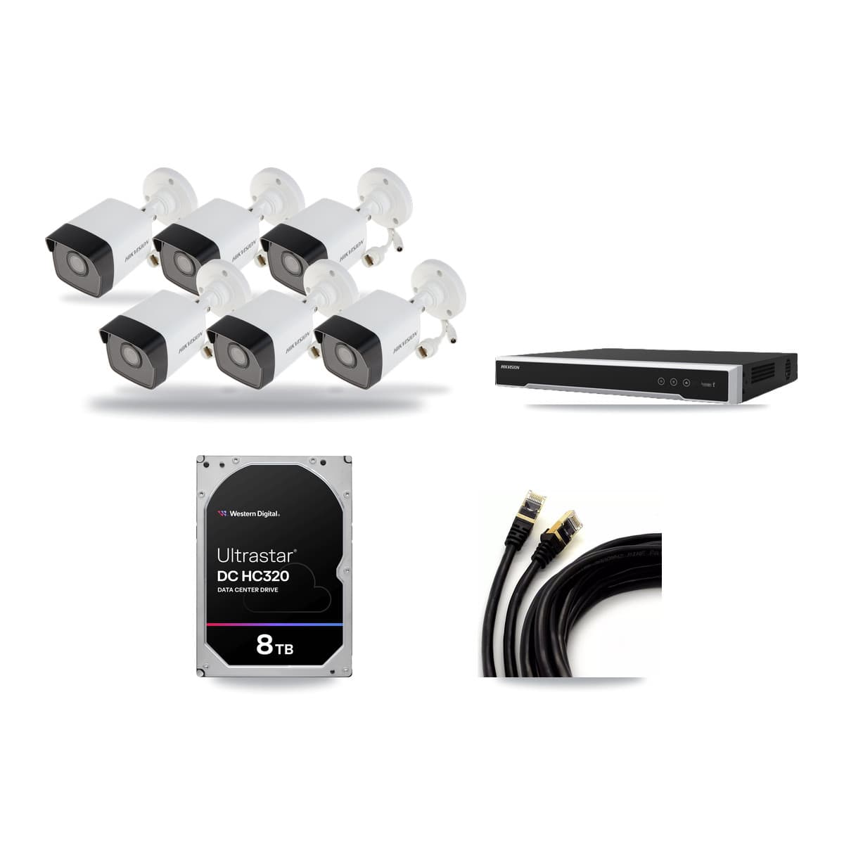 Hikvision 8-Channel 5MP CCTV Kit — 6 Bullet Cameras + 8TB Recording (DS-7608NI-M2 Recorder) - Image 1
