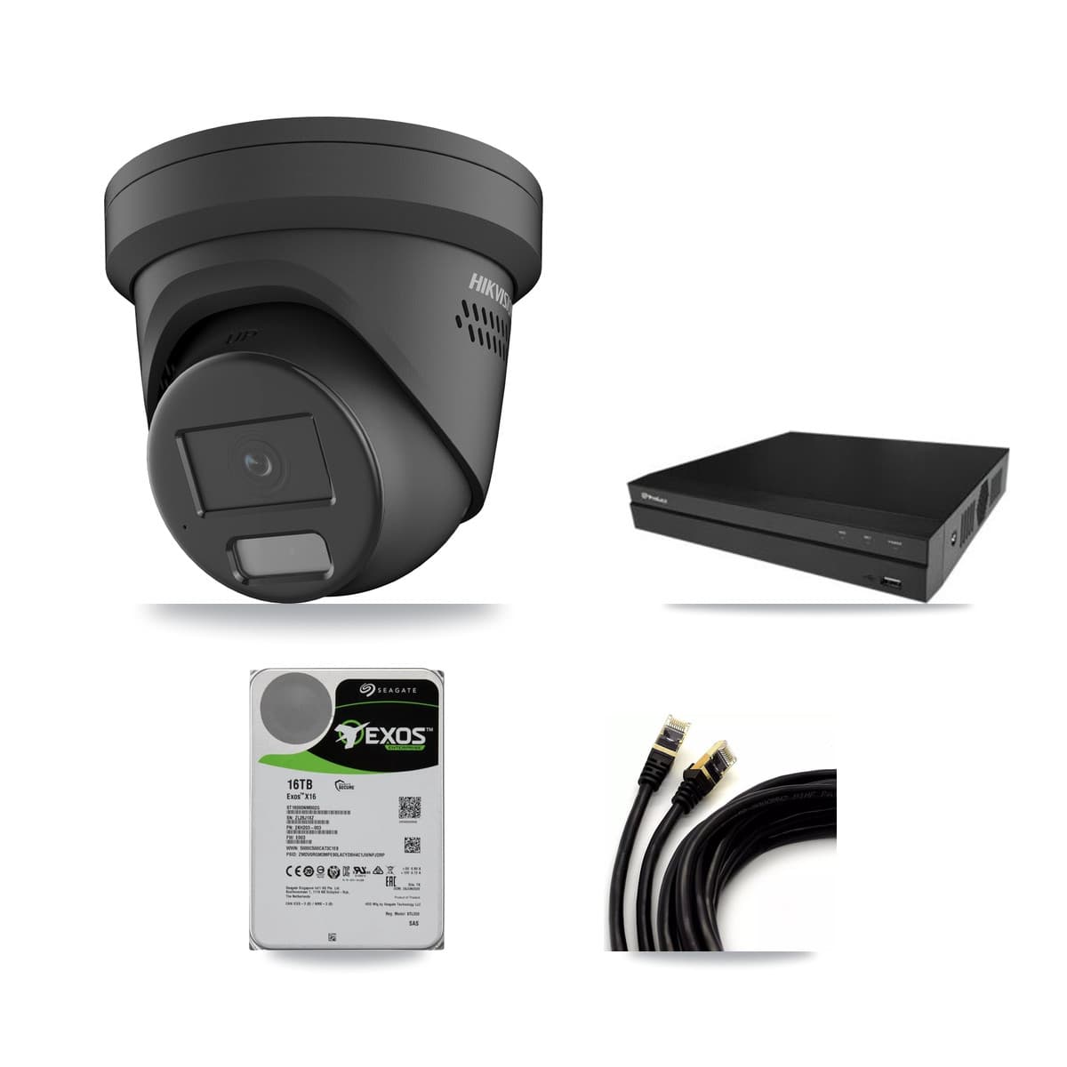 Hikvision & Prolux 16-Channel 4MP CCTV Kit — 12 Black Turret Cameras + 16TB Recording