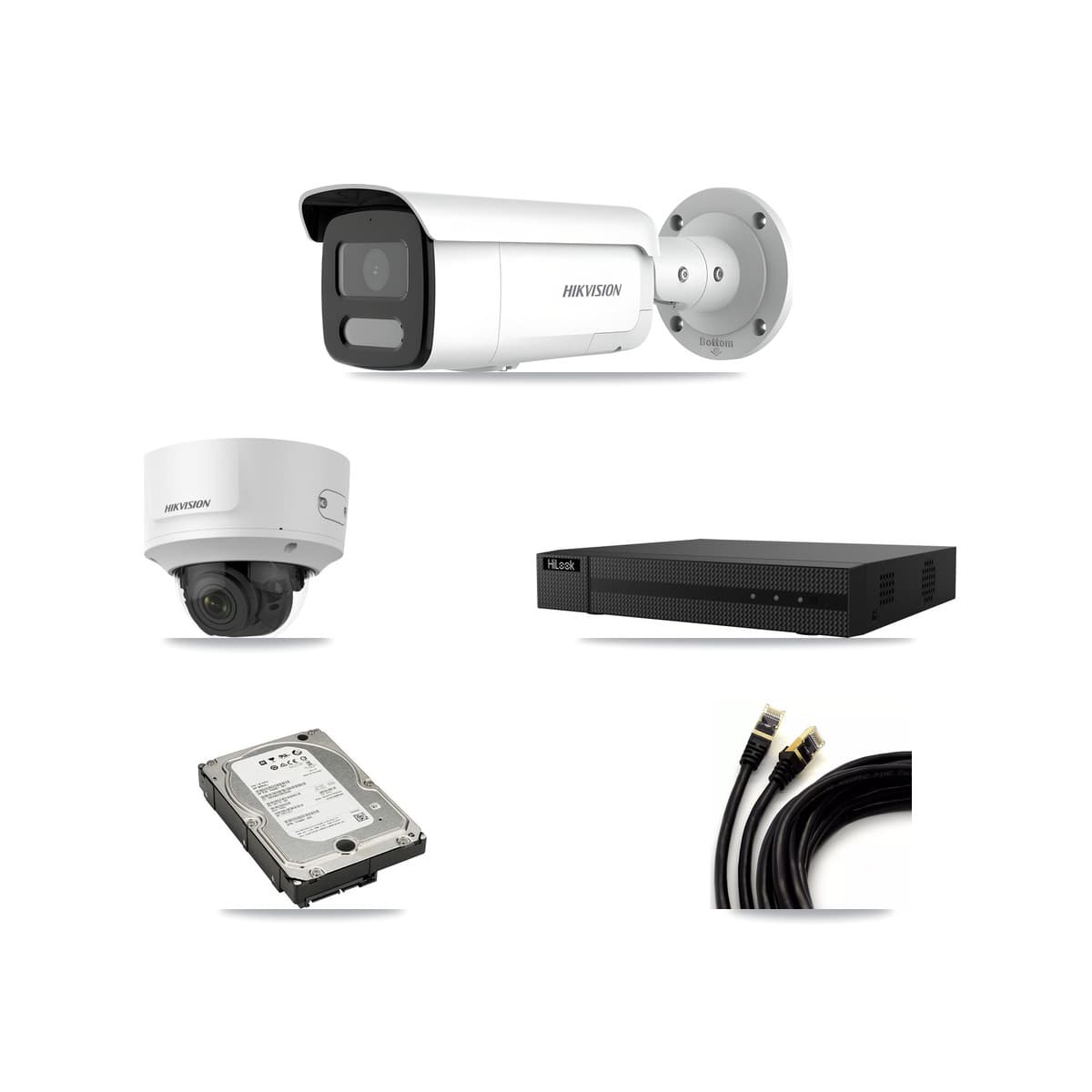 Hikvision & HiLook 8-Channel 2MP – 4MP CCTV Kit — 1 2MP Dome + 3 4MP Bullet Cameras + 5TB Recording (NVR-108MH-D Recorder)