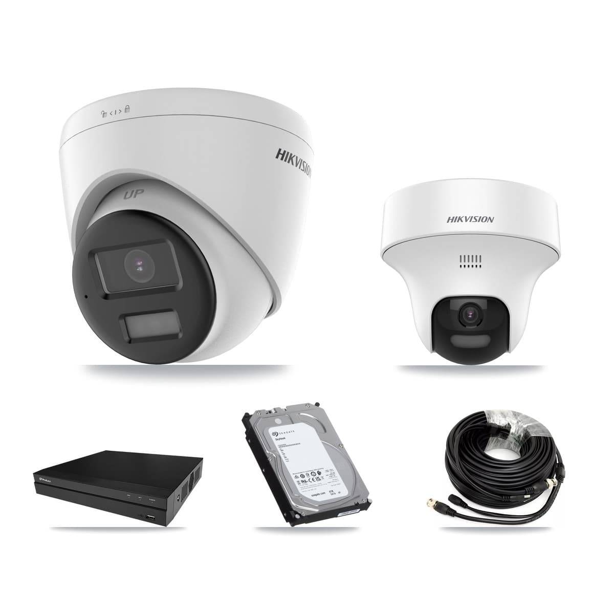 Hikvision & Prolux 8-Channel 5MP CCTV Kit — 1 DS-2CE70K0T + 3 DS-2CE78K0T Turret Cameras + 6TB Recording