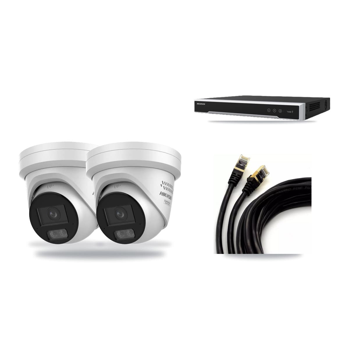 Hikvision 16-Channel 4MP CCTV Kit — 2 DS-2CD2347G3 Turret Cameras + 3TB Recording (DS-7616NI-M2 Recorder) - Image 1
