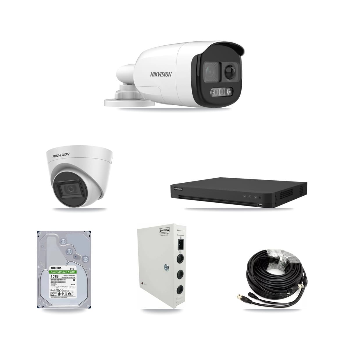 Hikvision 32-Channel 5MP CCTV Kit — 11 Bullet + 5 White Turret Cameras + 2× 10TB Recording