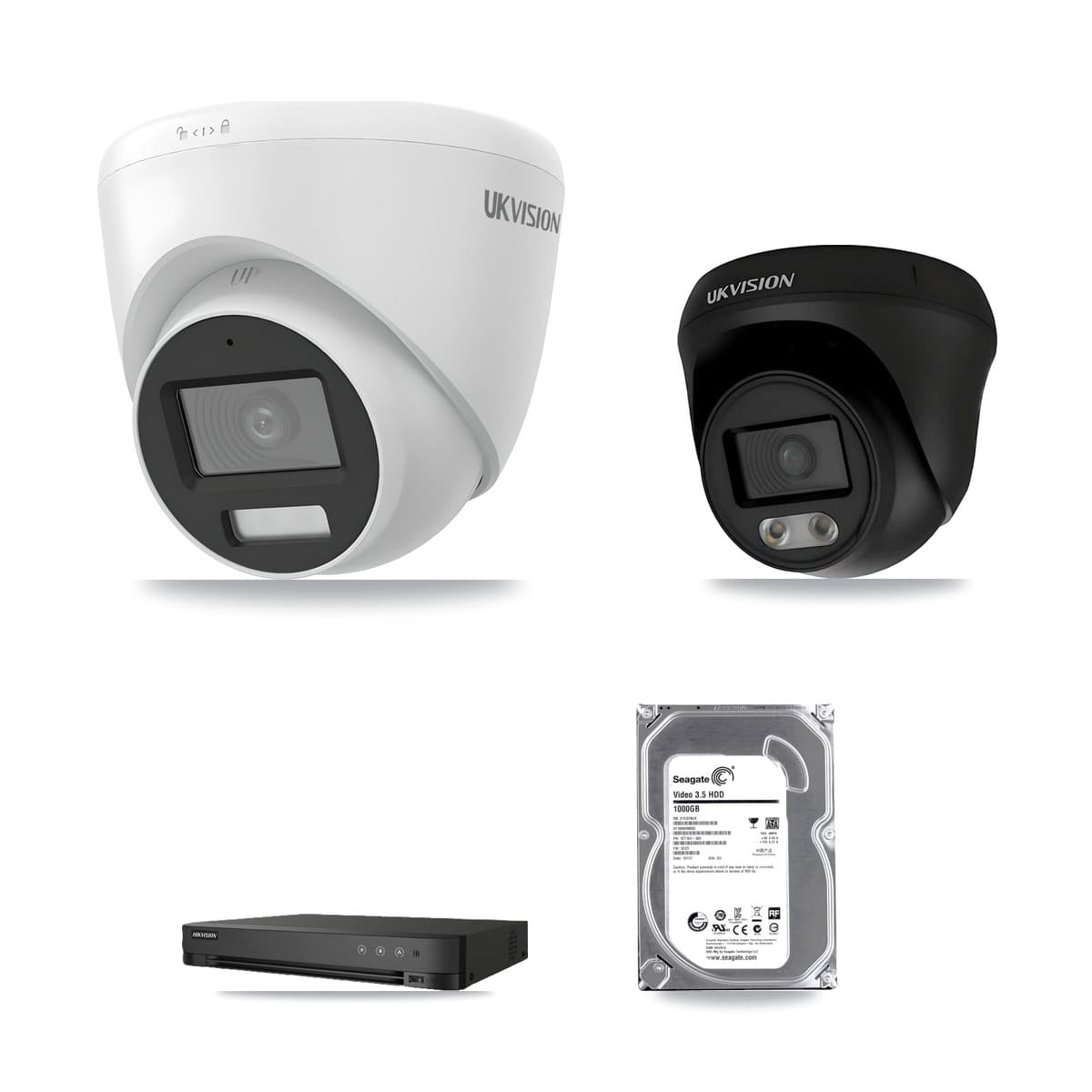 Hikvision iDS-7208HUHI-M1/E 8-Channel DVR CCTV Kit — 3× UKVISION 4K Cameras + 1TB HDD
