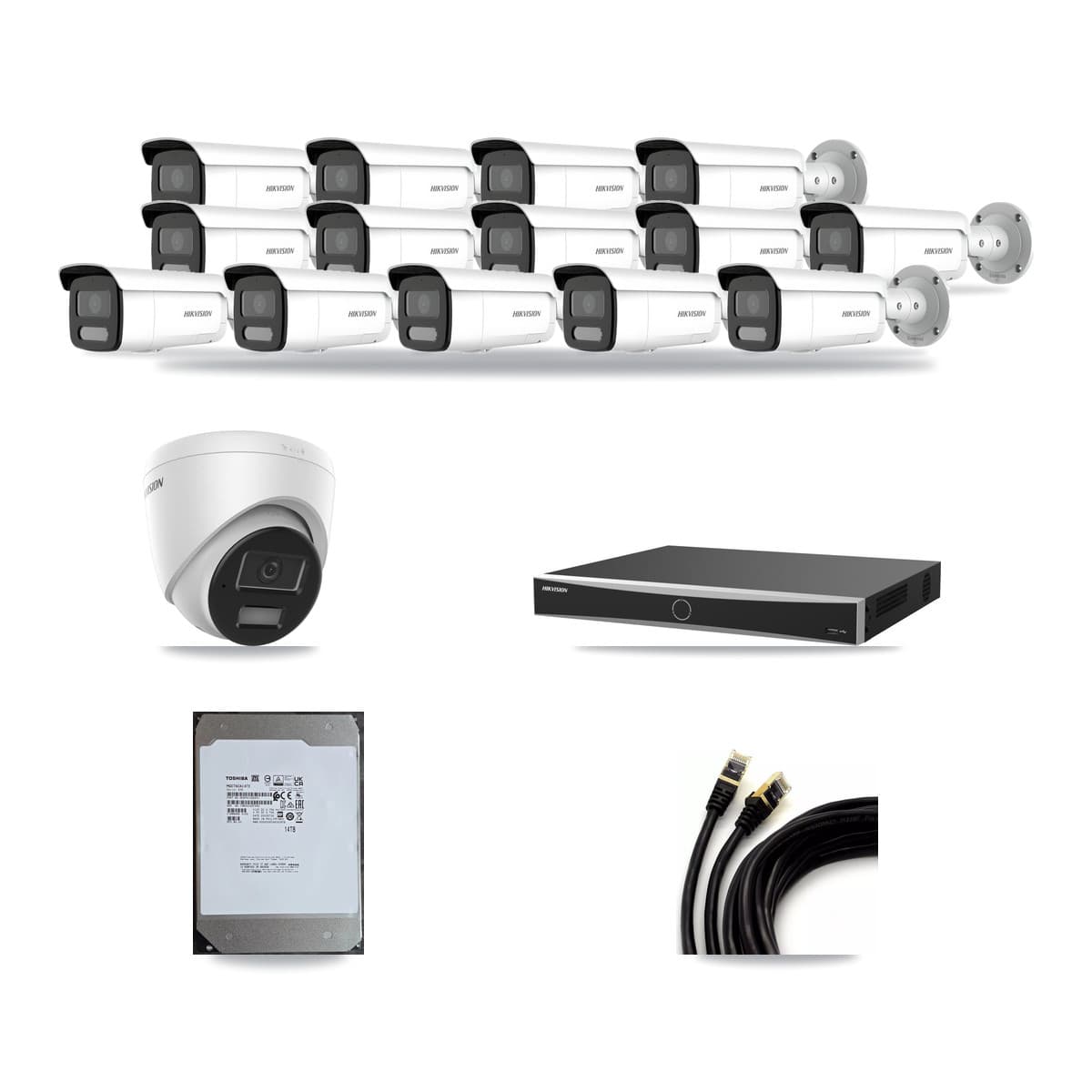 Hikvision 16-Channel 4MP CCTV Kit — 1 Turret + 14 Bullet Cameras + 14TB Recording - Image 1