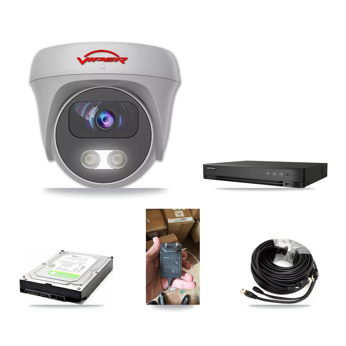 Viper & Hikvision 4-Channel 5MP CCTV Kit — 1 White Camera + 1TB Recording (IDS-7204HQHI Recorder)