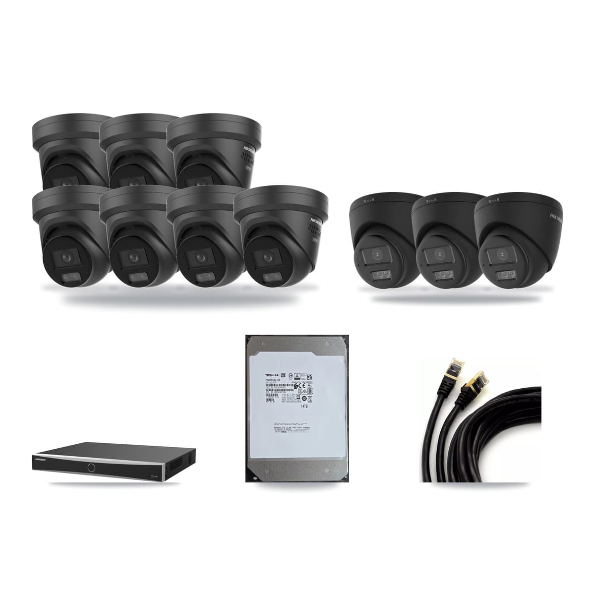 Hikvision 16-Channel 4K CCTV Kit — 3 DS-2CD1383G2 + 7 DS-2CD2387G3 Turret Cameras + 14TB Recording - Image 1