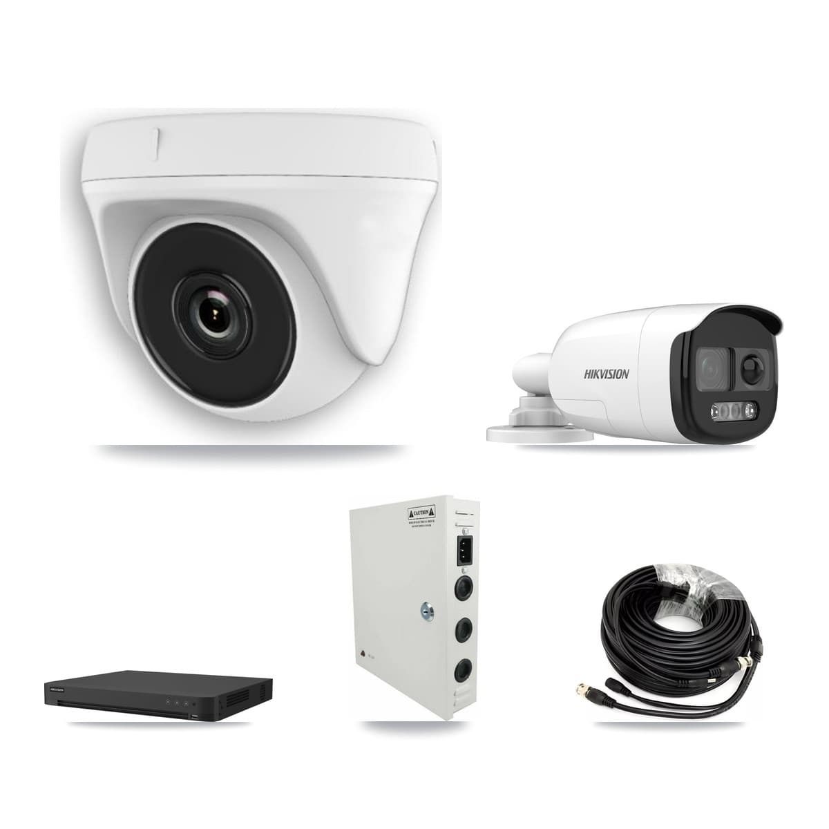 Hikvision 32-Channel 2MP – 5MP CCTV Kit — 1 DS-2CE12KF3T 5MP Bullet + 10 White HDT-2MP-N20W 2MP Dome Cameras + 8TB Recording