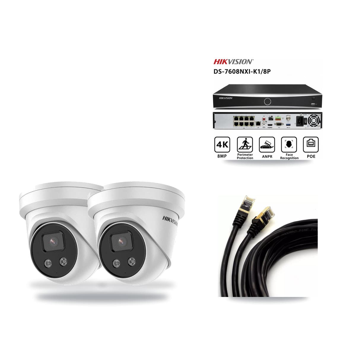 Hikvision 8-Channel 5MP CCTV Kit — 2 Turret Cameras + 3TB Recording (DS-7608NXI Recorder) - Image 1
