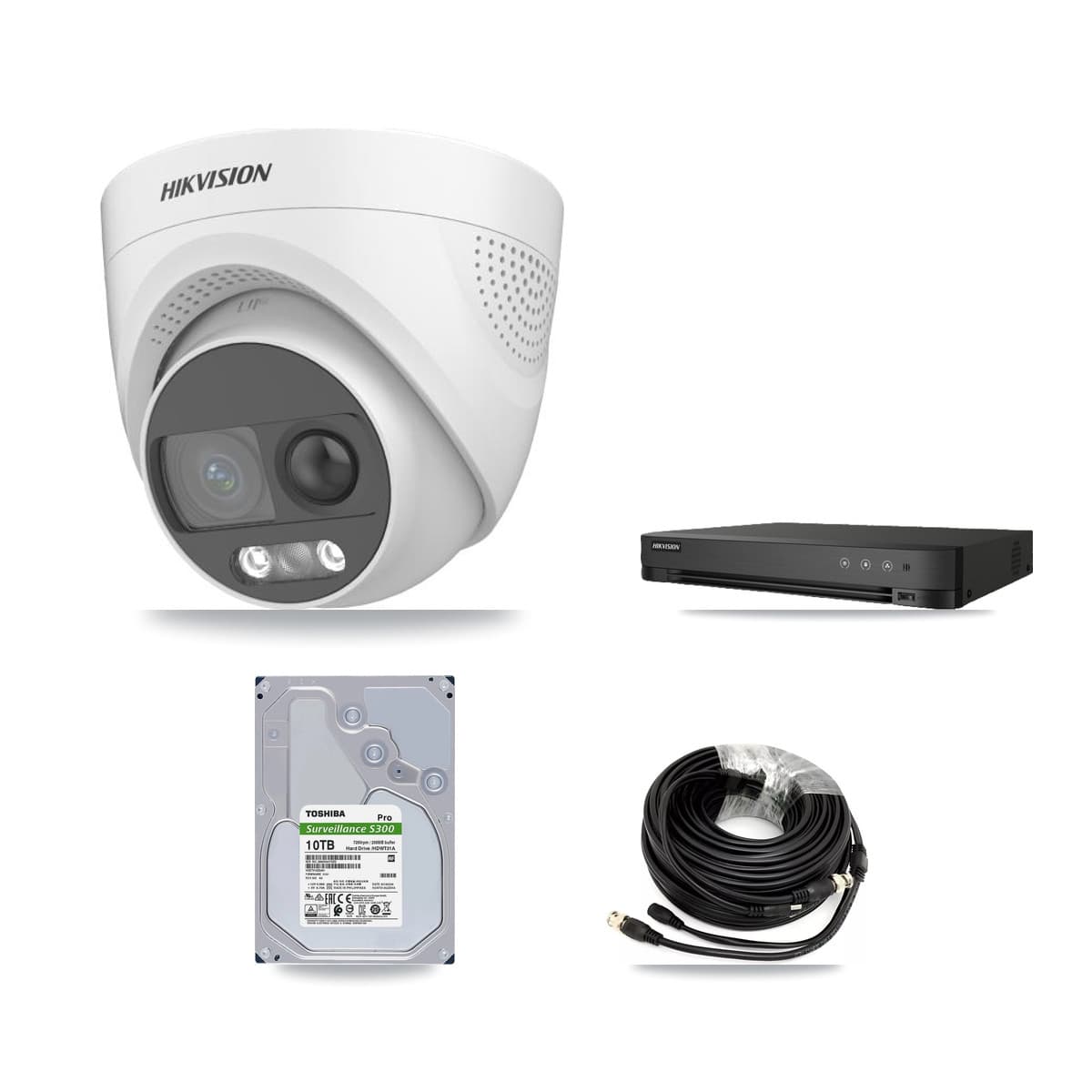 Hikvision 8-Channel 5MP CCTV Kit — 8 DS-2CE72KF3T Turret Cameras + 10TB Recording (IDS-7208HQHI Recorder)