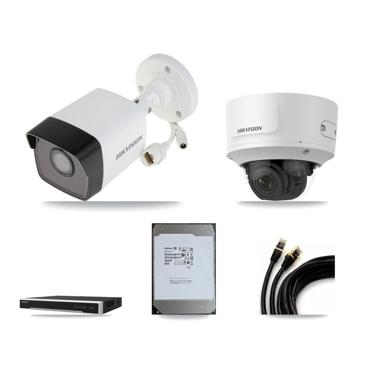 Hikvision 16-Channel 2MP – 5MP CCTV Kit — 15 5MP Bullet + 1 2MP Dome Cameras + 14TB Recording (DS-7616NI-M2 Recorder)