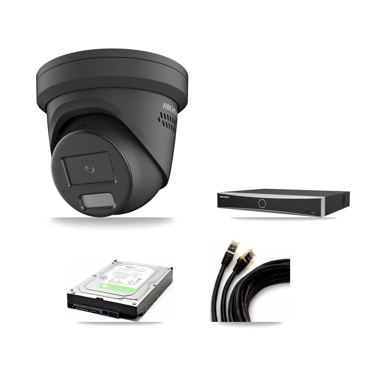 Hikvision 4-Channel 4MP CCTV Kit — 2 Black Turret Cameras + 1TB Recording