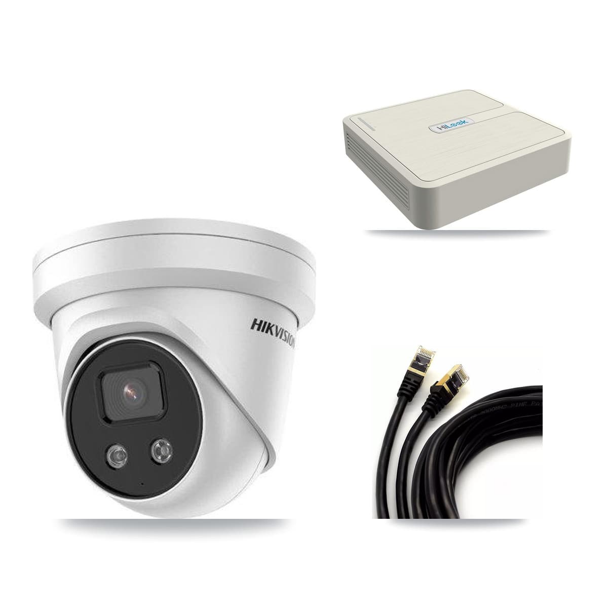 Hikvision & HiLook 8-Channel 5MP CCTV Kit — 2 Turret Cameras + 3TB Recording (NVR-108H-D Recorder)
