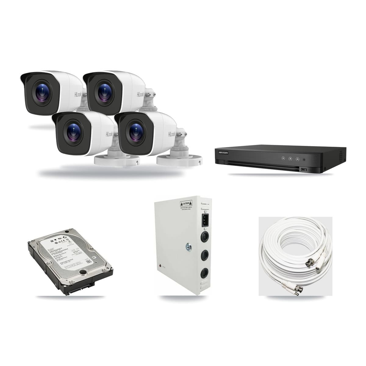 HiLook & Hikvision 4-Channel 4MP CCTV Kit — 4 Bullet Cameras + 5TB Recording (IDS-7204HUHI Recorder) - Image 1