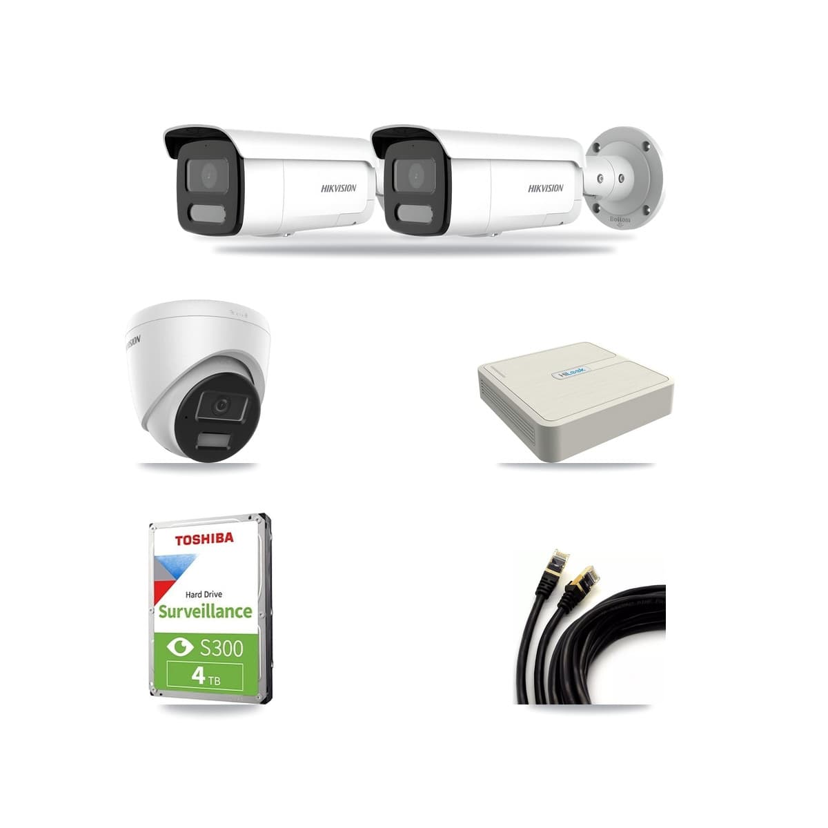Hikvision & HiLook 8-Channel 4MP CCTV Kit — 1 Turret + 2 Bullet Cameras + 4TB Recording (NVR-108H-D Recorder) - Image 1