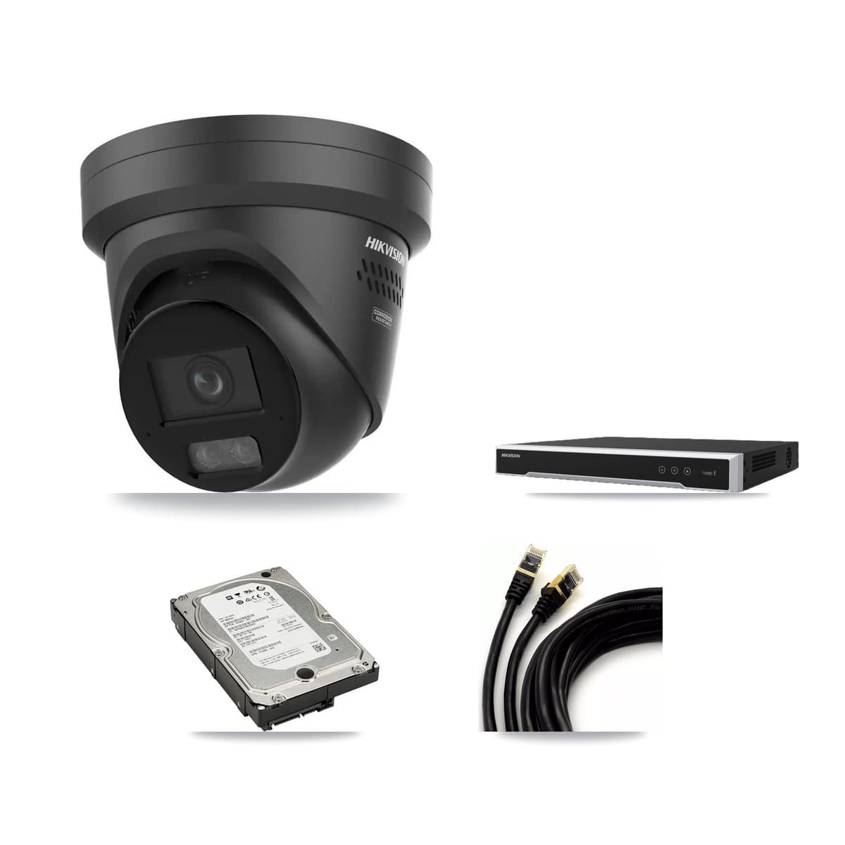 Hikvision 16-Channel 4K CCTV Kit — 2 Black DS-2CD2387G3 Turret Cameras + 5TB Recording
