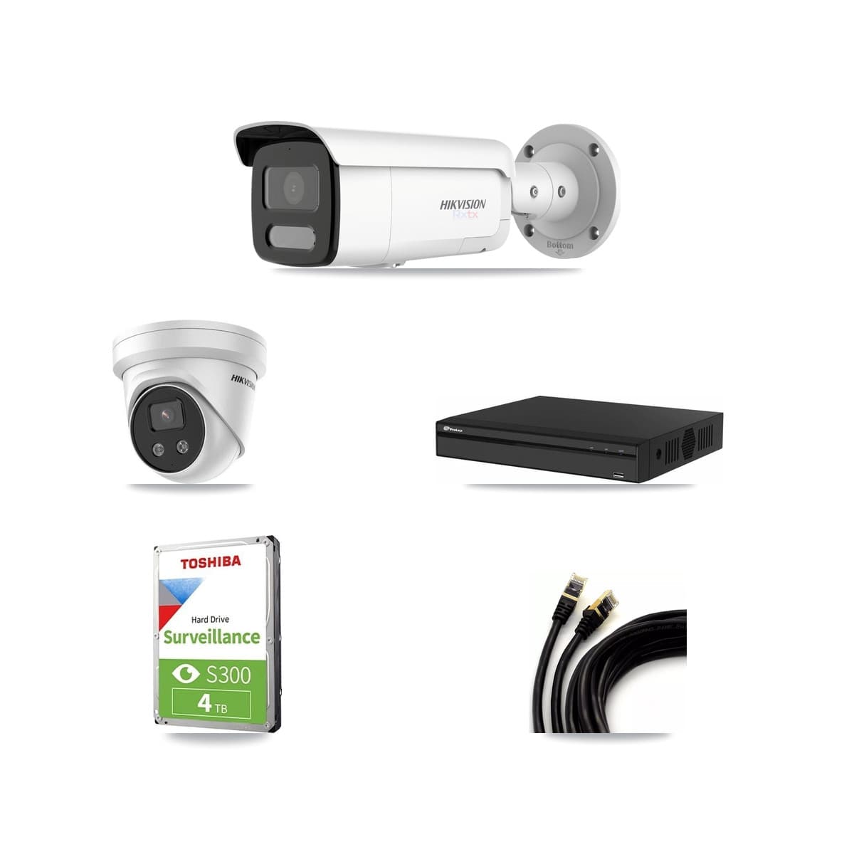 Hikvision & Prolux 4-Channel 5MP – 4K CCTV Kit — 1 4K Bullet + 1 5MP Turret Cameras + 4TB Recording