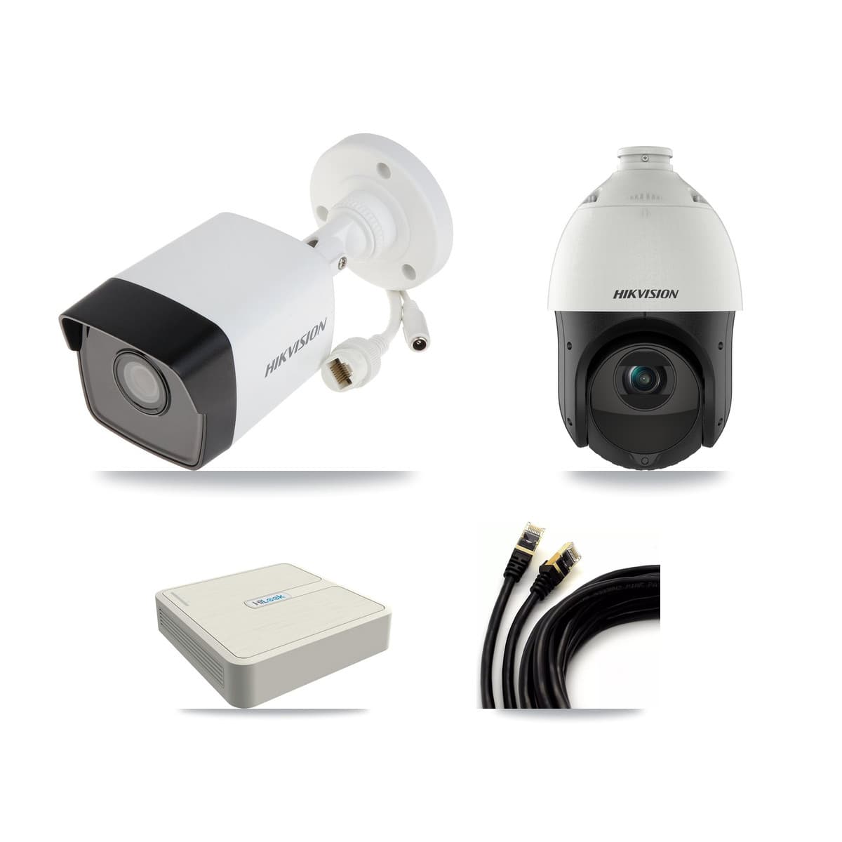 Hikvision & HiLook 8-Channel 4MP – 5MP CCTV Kit — 1 5MP Bullet + 1 4MP PTZ Cameras + 3TB Recording (NVR-108H-D Recorder) - Image 1