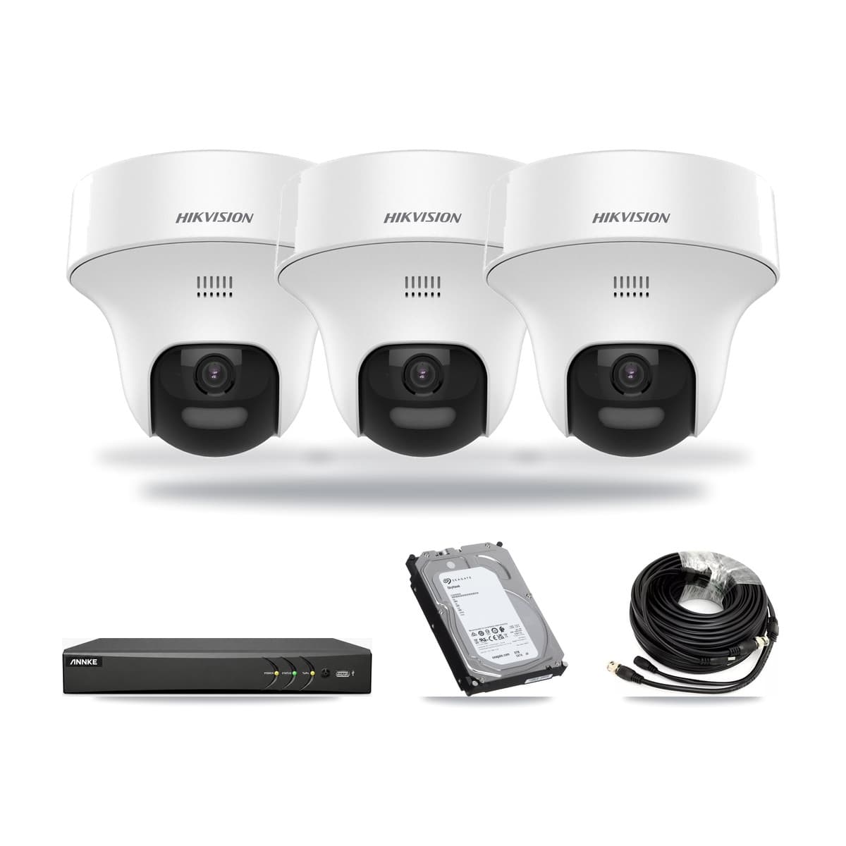 Hikvision & ANNKE 4-Channel 5MP CCTV Kit — 3 DS-2CE70K0T Turret Cameras + 6TB Recording - Image 1