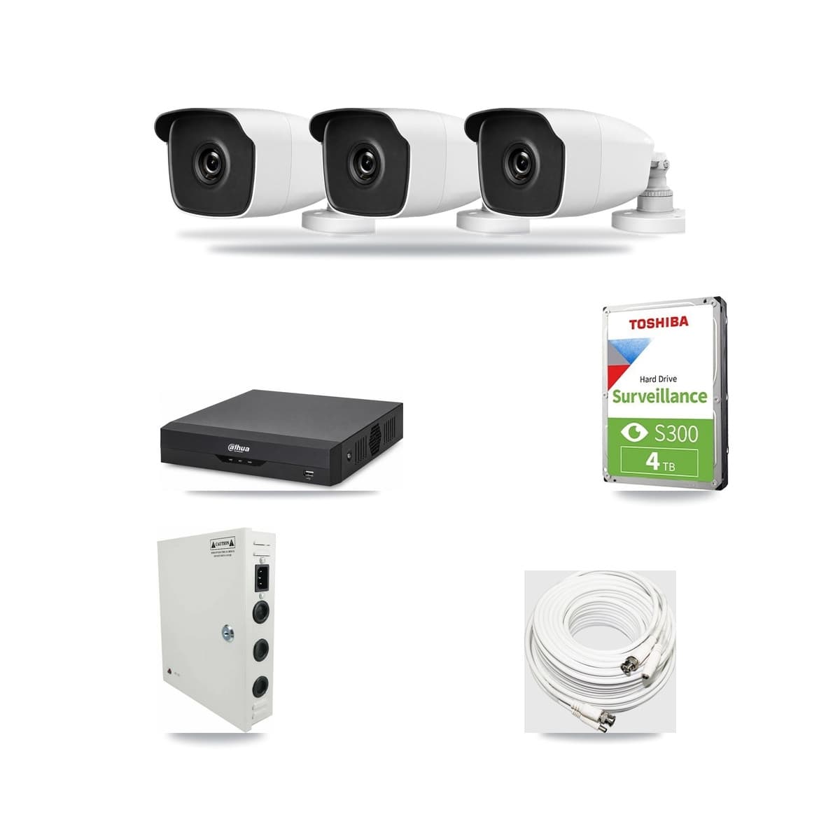 HiLook & Dahua 4-Channel 3MP CCTV Kit — 3 Bullet Cameras + 4TB Recording - Image 1