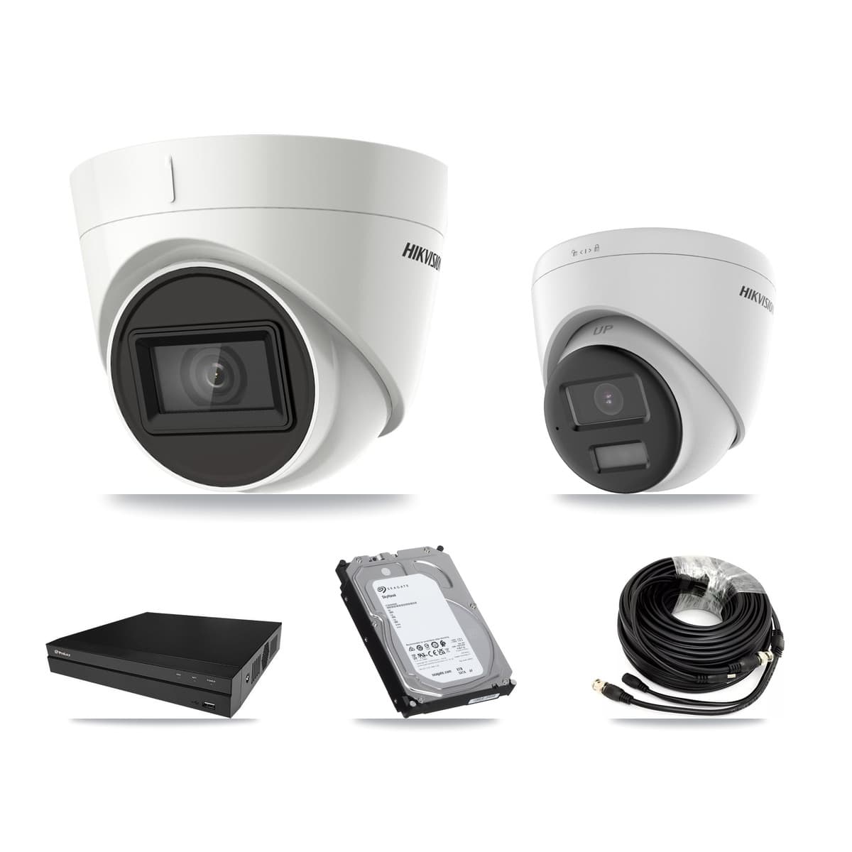 Hikvision & Prolux 8-Channel 4K CCTV Kit — 1 DS-2CE78U0T + 4 DS-2CE78U1T Turret Cameras + 2× 6TB Recording