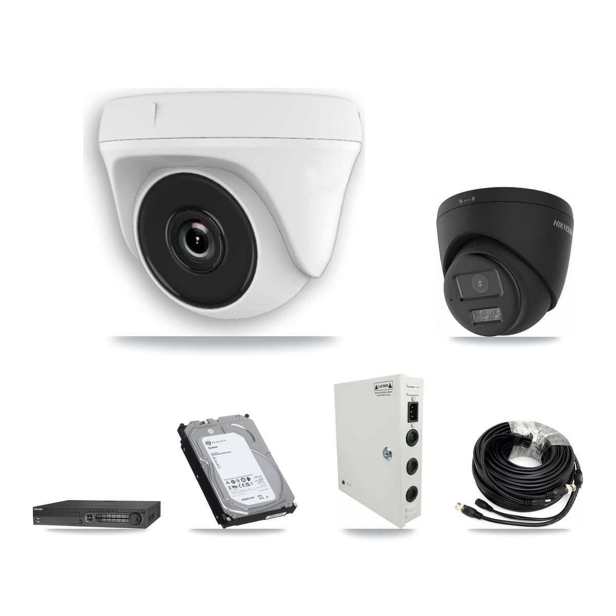 Hikvision 32-Channel 2MP – 4K CCTV Kit — 5 Black 4K Turret + 12 White 2MP Dome Cameras + 3× 6TB Recording